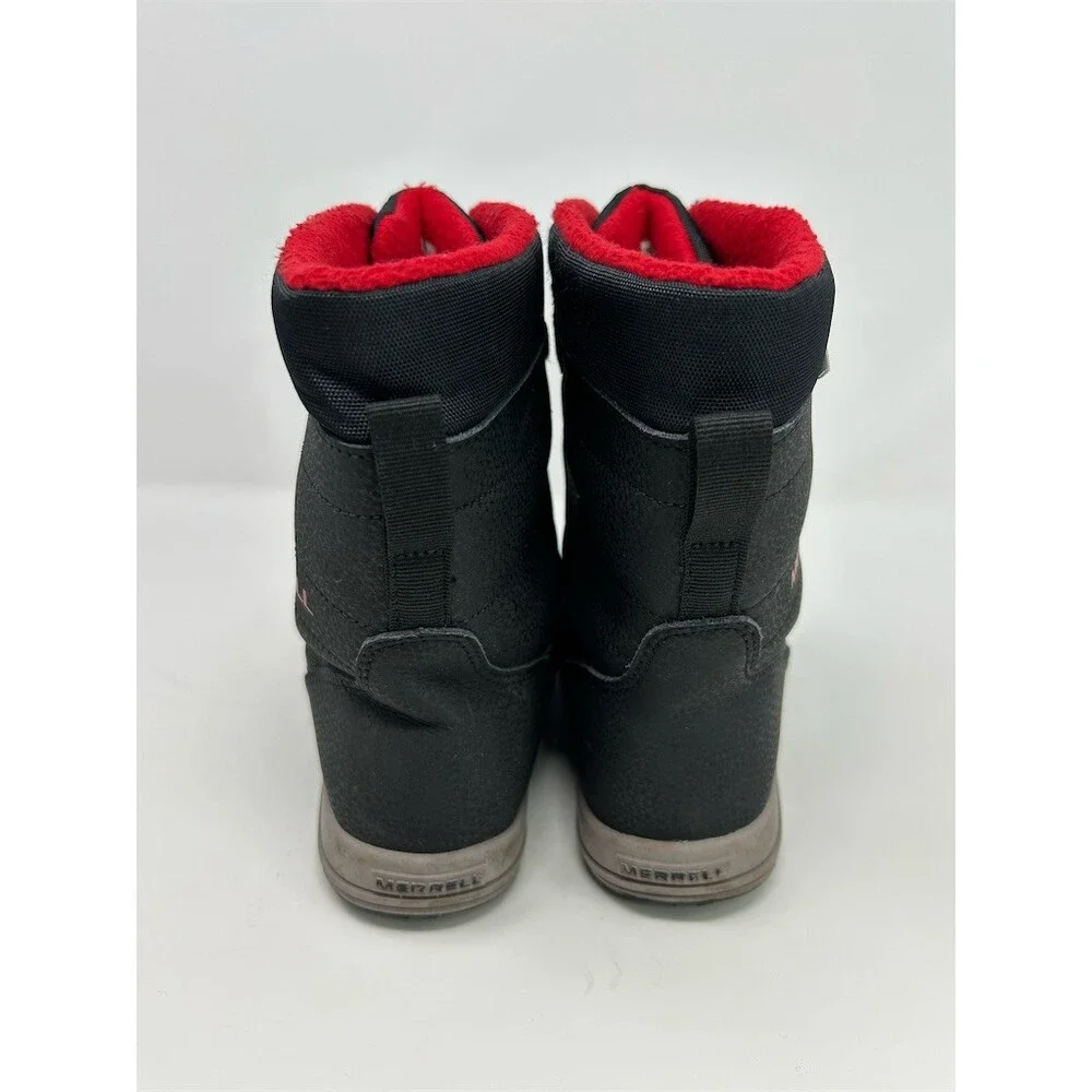 Merrell Snow Storm Kids Winter Snow Boots Waterproof Black/Red Hook & Loop 5